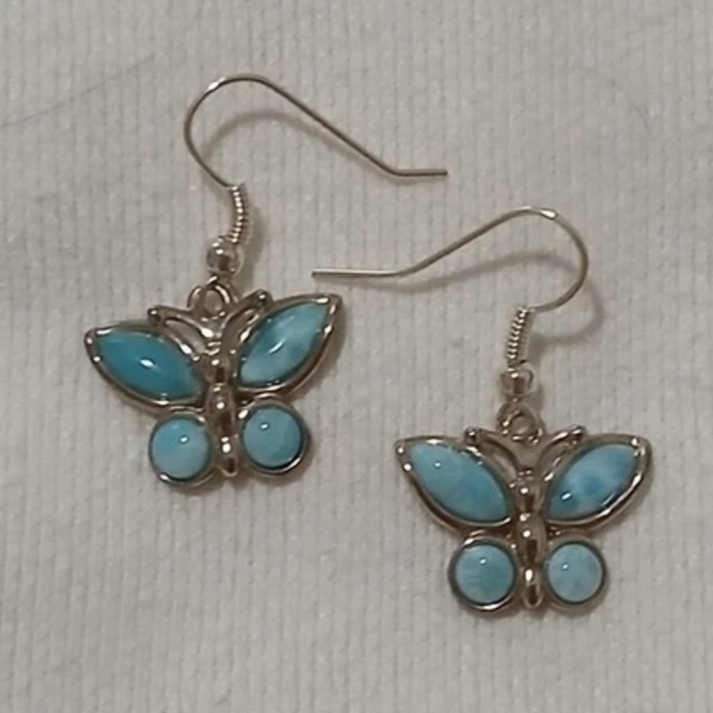 Blue Larimer SilverButterfly Earrings